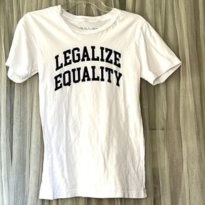 ⭐️ ALALA white short sleeve crew neck tee Legalize Equality in black text XS